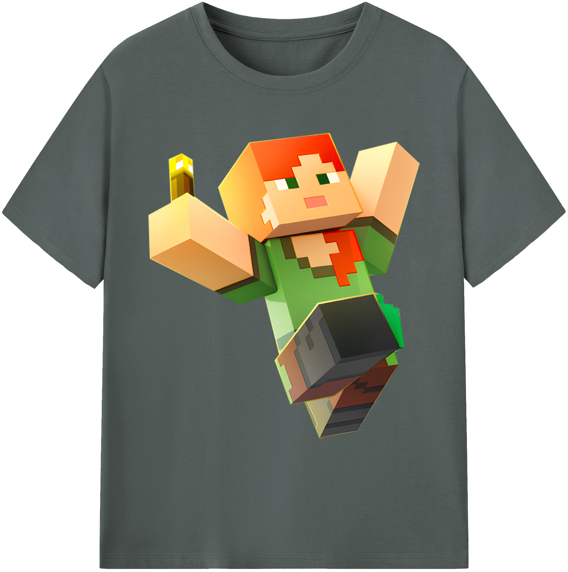（画像用） マインクラフト ブロックの世界 Minecraft MC Block world 綿100％ メンズ半袖Tシャツ｜肌触りやわらか＆通気性